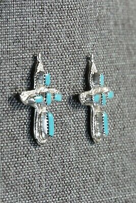 Zuni Turquoise & Sterling Silver Cross Earrings - Cecilia Iule