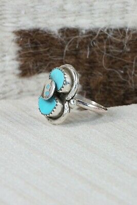 Zuni Turquoise and Sterling Silver Ring - Gayle Calavaza - Size 7 - High Lonesome Trading