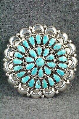 Turquoise & Sterling Silver Pendant/Pin - Eunise Wilson