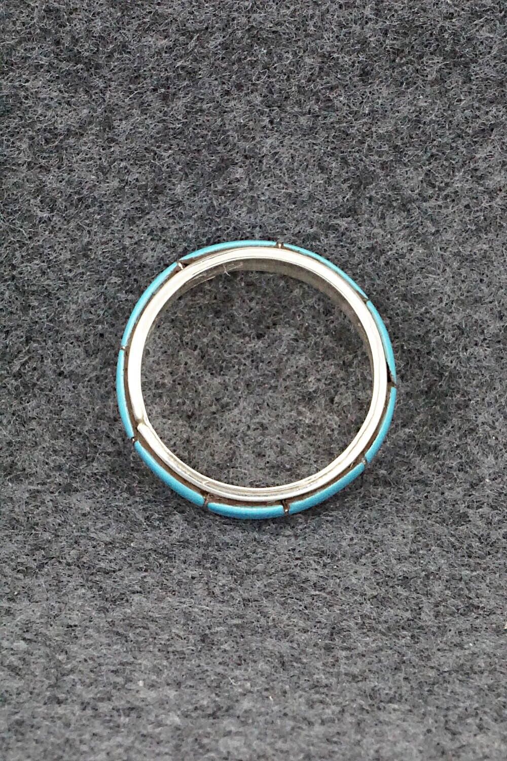 Turquoise & Sterling Silver Inlay Ring - Zenia Kylestewa - Size 11.5