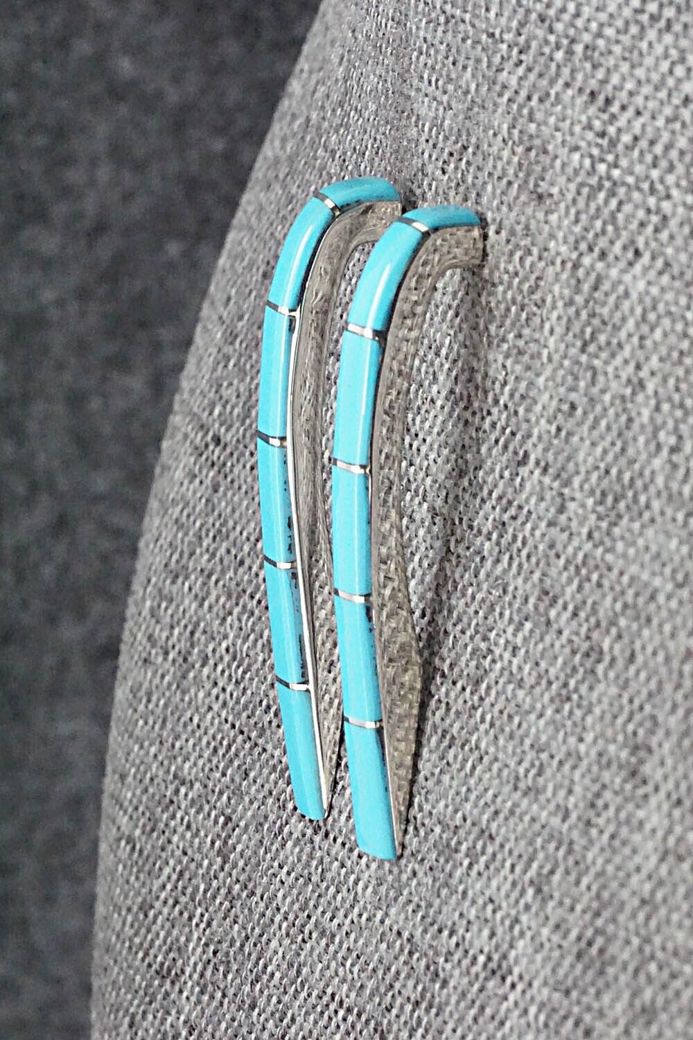 Turquoise & Sterling Silver Inlay Earrings - Verna Kanesta