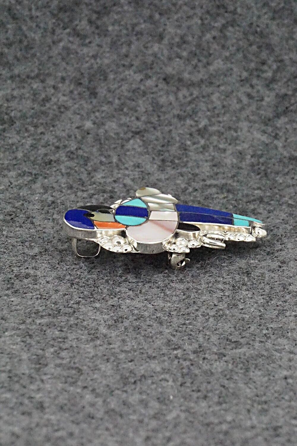 Multi Stone & Sterling Silver Inlay Pendant/Pin - Kendell Shebola