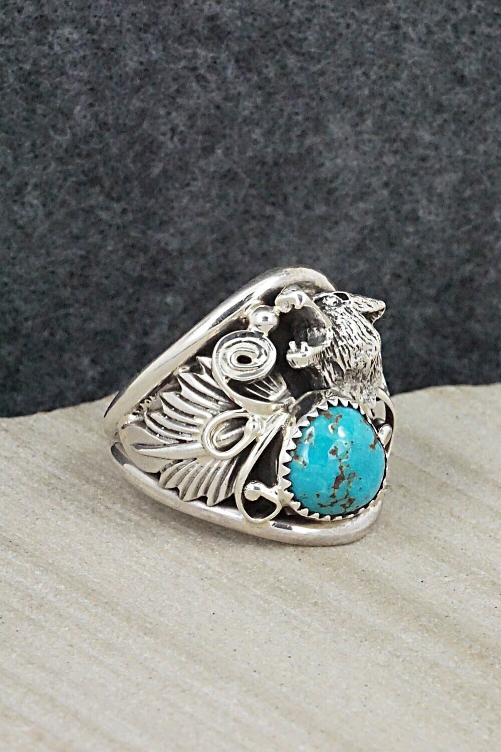Turquoise & Sterling Silver Ring - Jeannette Saunders - Size 11.5