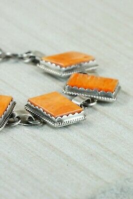 Navajo Spiny Oyster and Sterling Silver Link Bracelet - Selina Warner