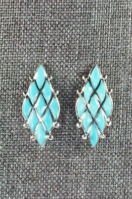 Turquoise & Sterling Silver Earrings - Derrick & Lorelia Chavez - High Lonesome Trading