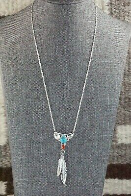 Turquoise, Coral & Sterling Silver Necklace - Sharon McCarthy