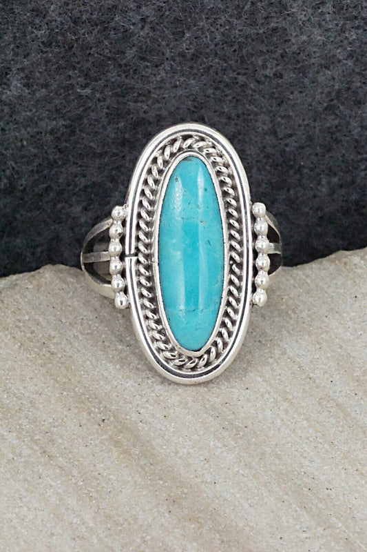 Turquoise & Sterling Silver Ring - Samuel Yellowhair - Size 7.75