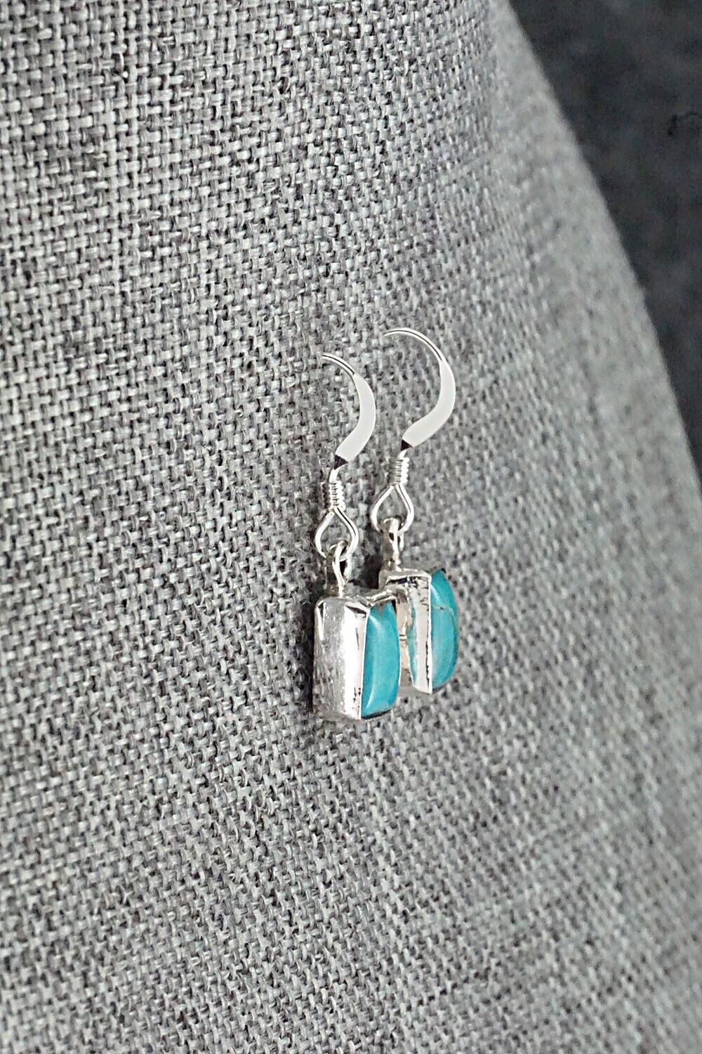 Turquoise & Sterling Silver Earrings - Lee Shorty