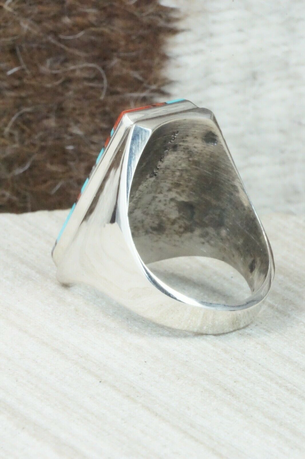 Multi Stone & Sterling Silver Ring - Herbert Kallestewa - Size 10.5