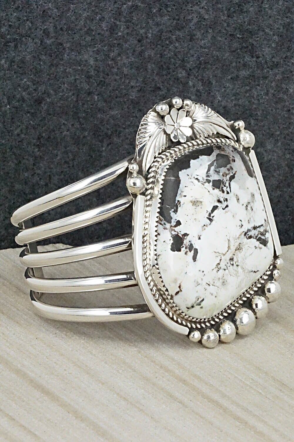 White Buffalo & Sterling Silver Bracelet - Ray Nez