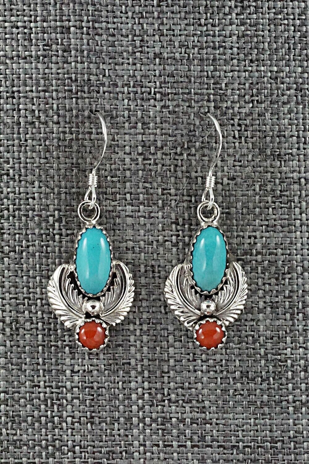Turquoise, Coral & Sterling Silver Earrings - Emery Spencer