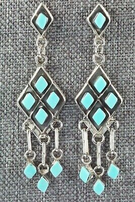 Turquoise & Sterling Silver Earrings - Priscilla Chavez