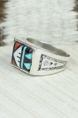Turquoise & Sterling Silver Ring - Leslie & Gladys Lamy - Size 10