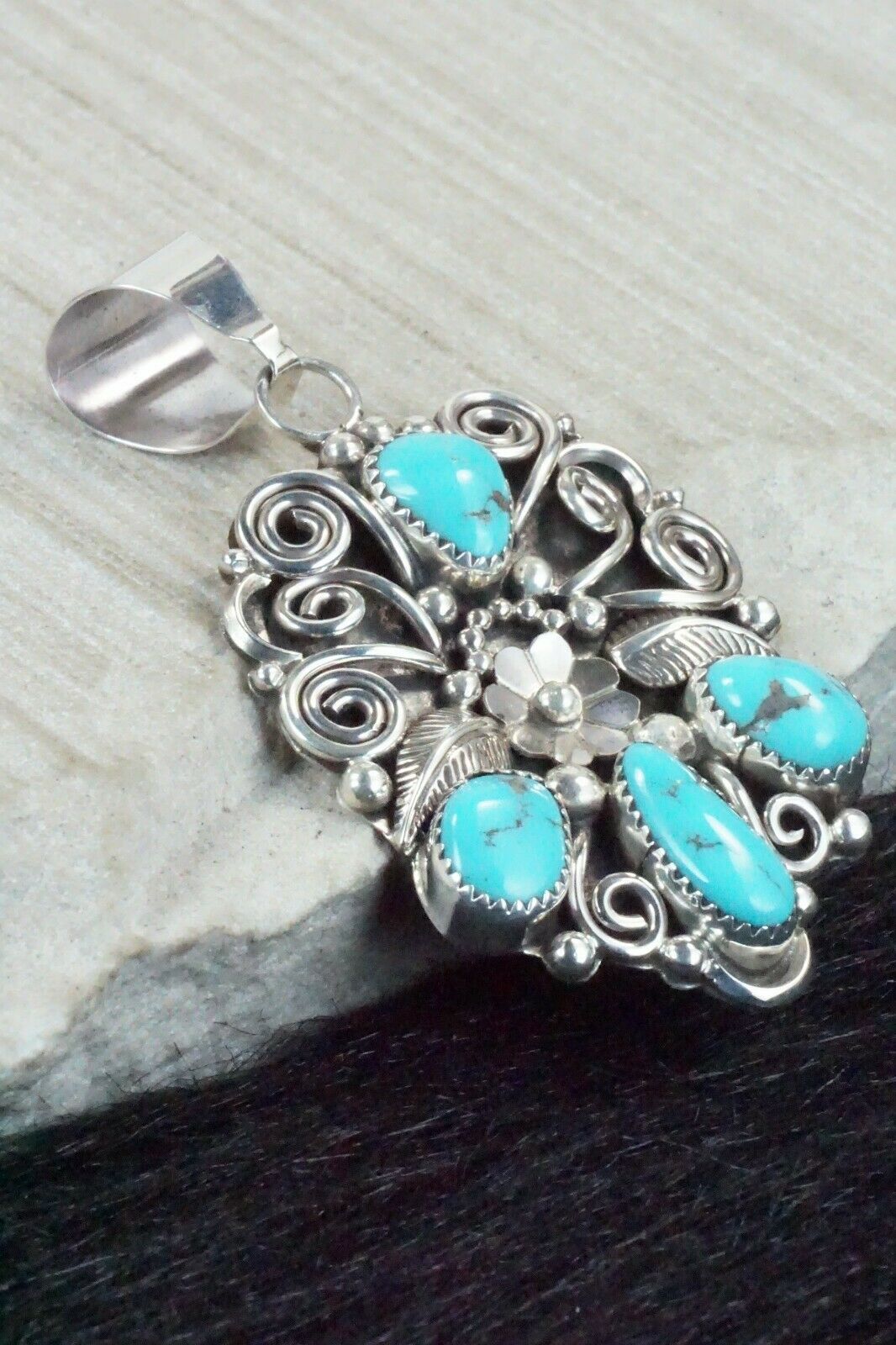 Turquoise & Sterling Silver Pendant - Shirley Largo
