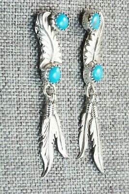 Turquoise and Sterling Silver Earrings - Adelarae Yazzie