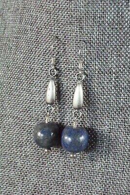 Navajo Lapis & Sterling Silver Earrings - Native American