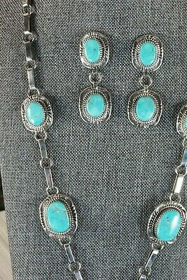 Navajo Turquoise & Sterling Silver Necklace and Earrings - Will Denetdale - High Lonesome Trading
