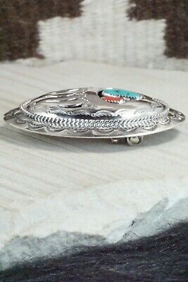 Turquoise, Coral & Sterling Silver Belt Buckle - Wilbert Muskett Sr.