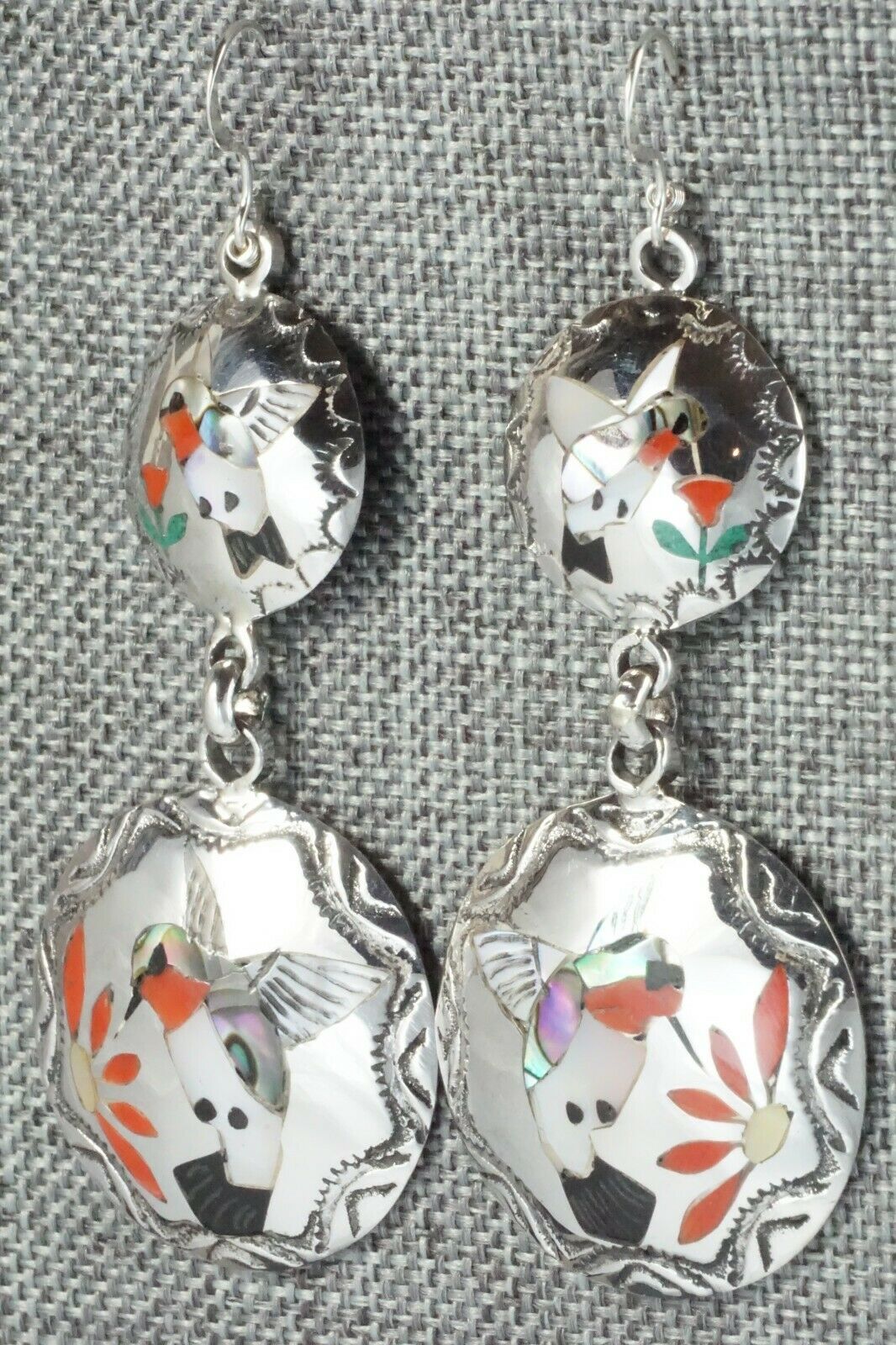 Multi Stone & Sterling Silver Earrings - Quintin Quam Sr.