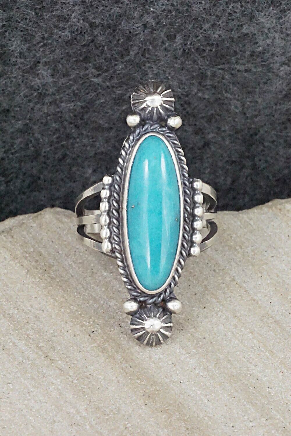 Turquoise & Sterling Silver Ring - Samuel Yellowhair - Size 5.75