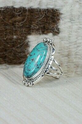 Navajo Turquoise & Sterling Silver Ring - Samuel Yellowhair - Size 6
