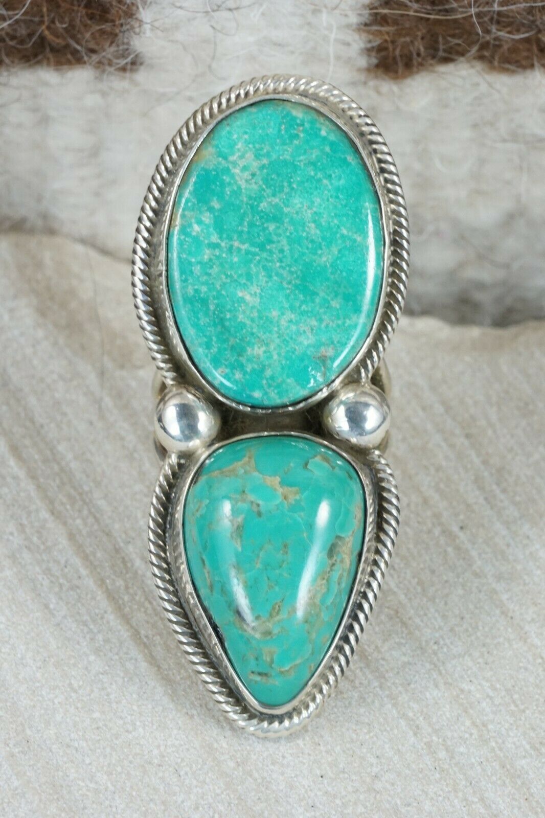 Navajo Turquoise and Sterling Silver Ring - Rick Martinez - Size 8.5
