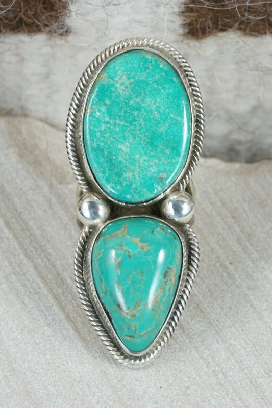 Navajo Turquoise and Sterling Silver Ring - Rick Martinez - Size 8.5