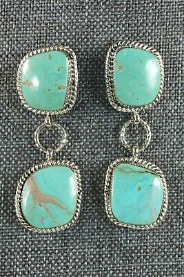 Navajo Turquoise & Sterling Silver Earrings - Fabian Delgarito - High Lonesome Trading