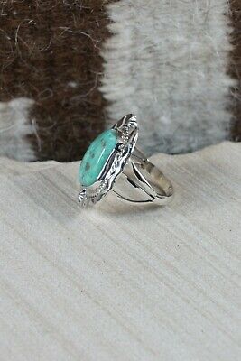 Navajo Turquoise and Sterling Silver Ring - Samuel Yellowhair - Size 8