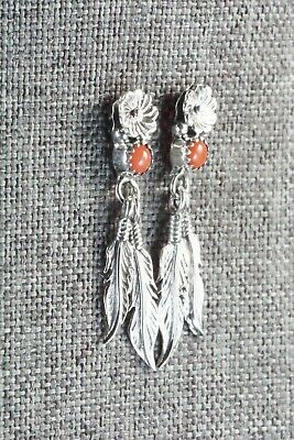 Coral & Sterling Silver Earrings - Annie Spencer