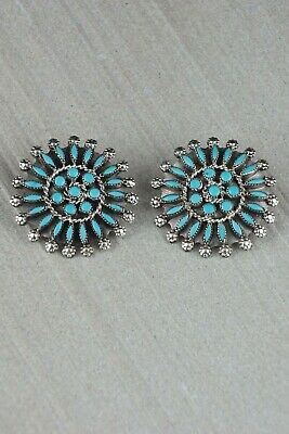 Zuni Turquoise & Sterling Silver Earrings - Merlinda Chavez - High Lonesome Trading