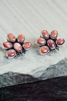 Spiny Oyster and Sterling Silver Earrings - Renelle Perry