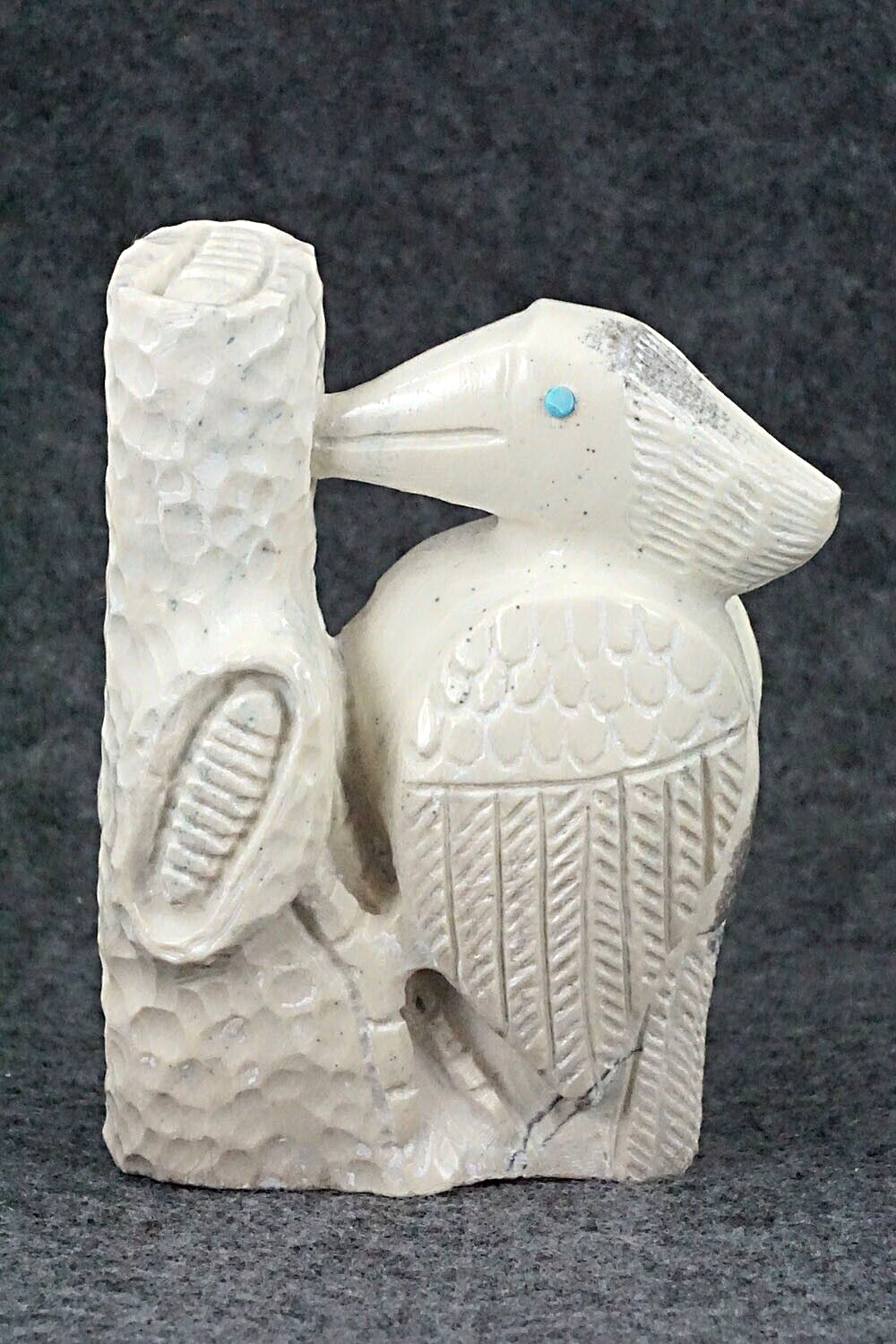 Woodpecker Zuni Fetish Carving - Carlton Kaamasee