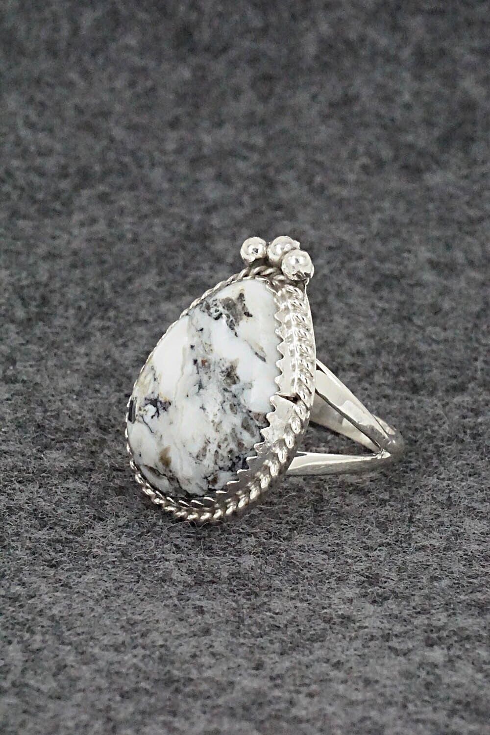 White Buffalo & Sterling Silver Ring - Robert Martinez - Size 5.5