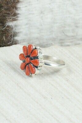 Coral & Sterling Silver Ring - Arlo Kanteena - Size 5.75