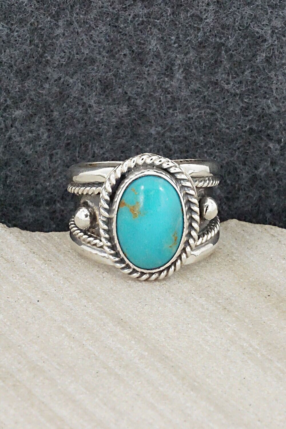 Turquoise & Sterling Silver Ring - Thomas Yazzie - Size 7.5
