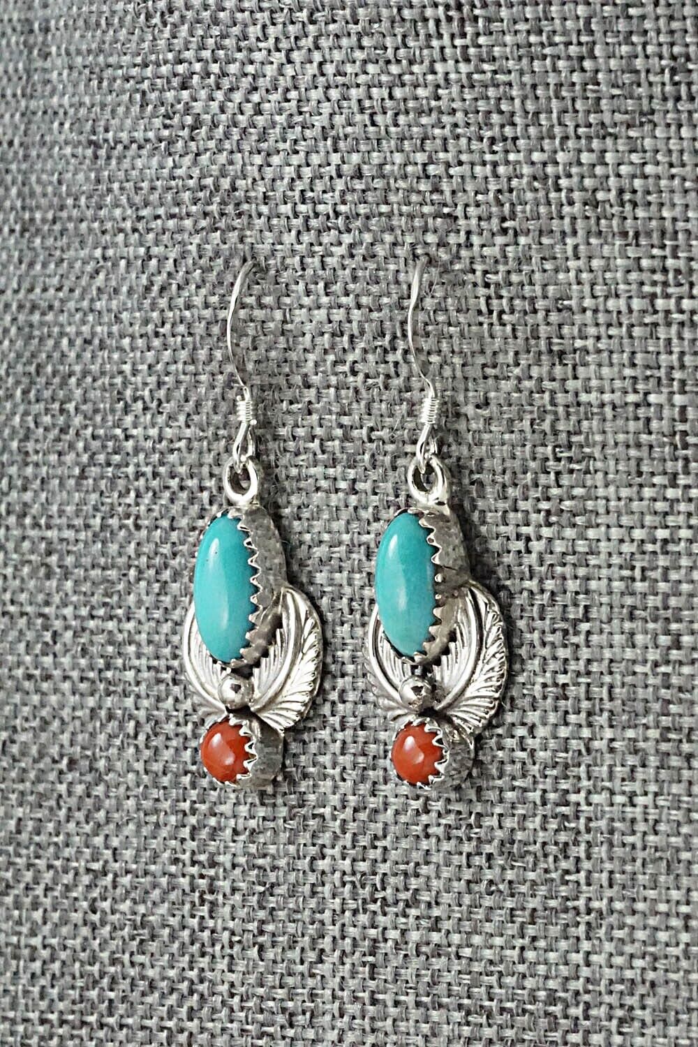 Turquoise, Coral & Sterling Silver Earrings - Emery Spencer