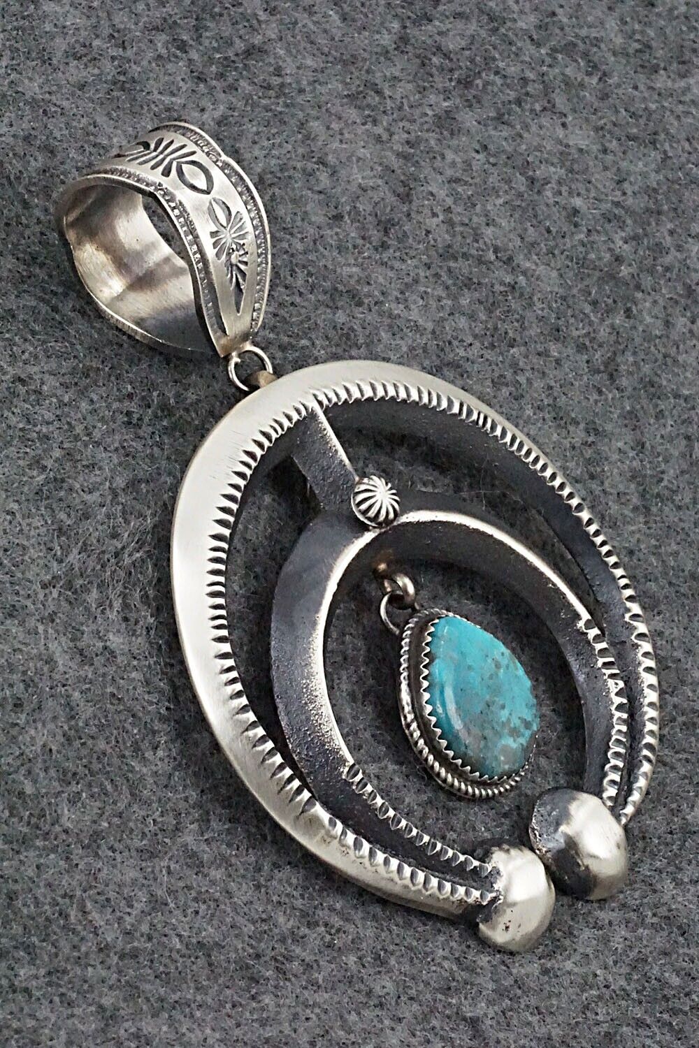 Turquoise and Sterling Silver Pendant - Martha Cayatineto