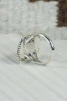 Navajo Spiny Oyster and Sterling Silver Ring - Andrew Vandever - Size 7.5