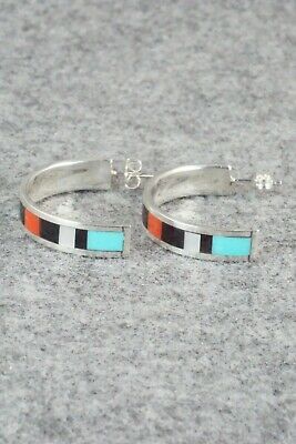Multi Stone Inlay & Sterling Silver Earrings - Robin Chavez
