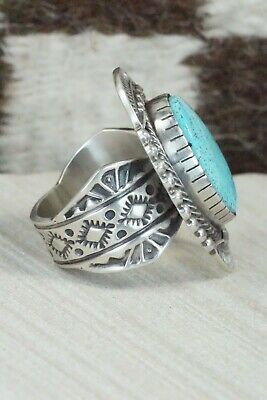 Turquoise & Sterling Silver Ring - Benny Ramon - Size 13