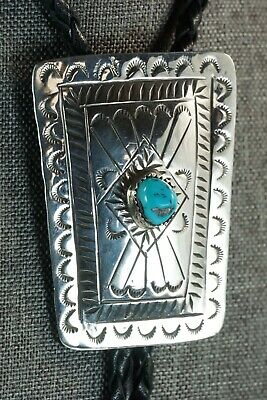 Navajo Turquoise & Sterling Silver Bolo Tie - Carson Blackgoat