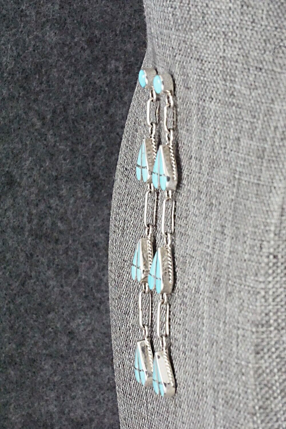 Turquoise & Sterling Silver Inlay Earrings - Velda Nastacio