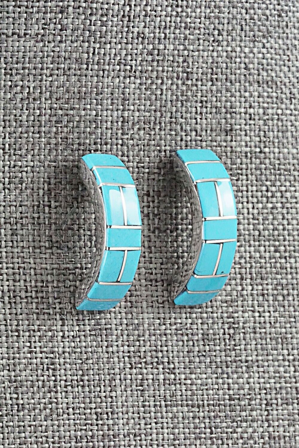 Turquoise & Sterling Silver Inlay Earrings - Monica Kanesta