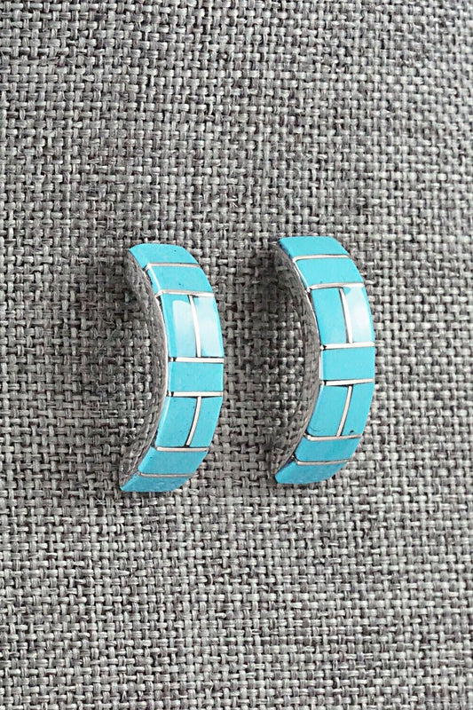 Turquoise & Sterling Silver Inlay Earrings - Monica Kanesta