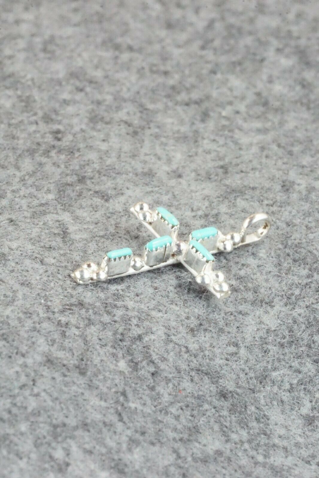 Turquoise & Sterling Silver Cross Pendant - Marshelle Qualo