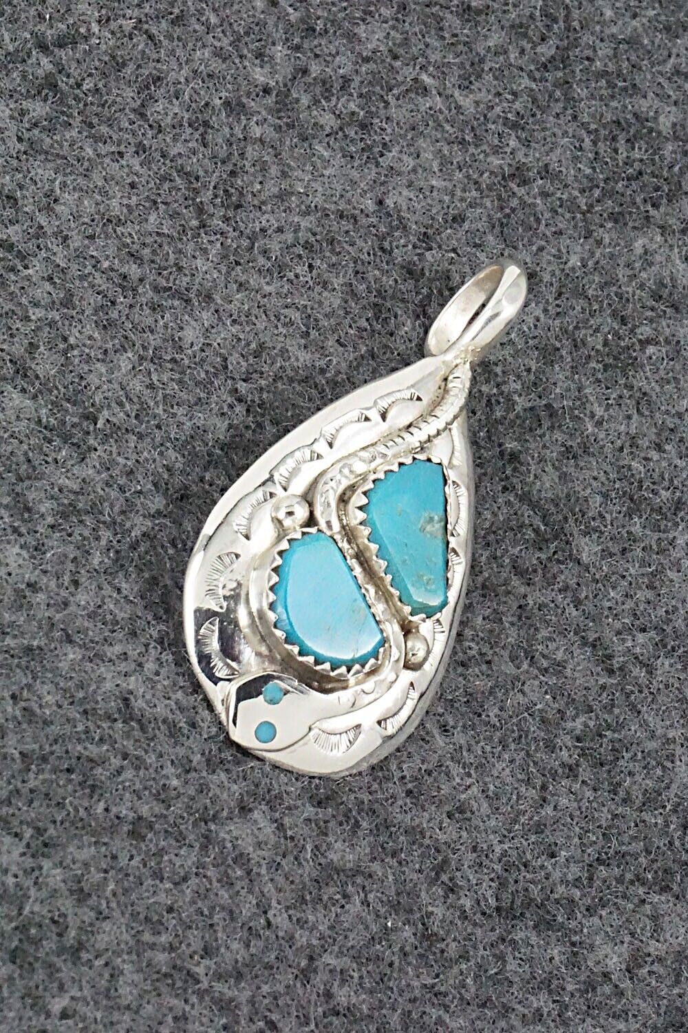Turquoise and Sterling Silver Pendant - Joy Calavaza