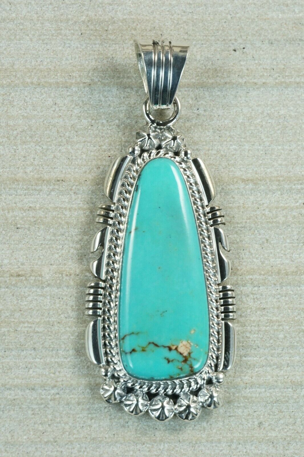 Navajo Turquoise and Sterling Silver Pendant - Daniel Benally