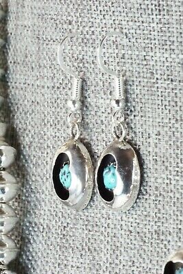 Turquoise & Sterling Silver Squash Blossom and Earrings - Phil Garcia