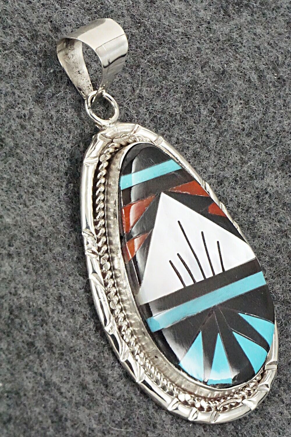 Multi Stone & Sterling Silver Pendant - Gladys Lamy
